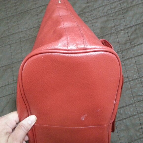 Banana Republic Leather Pebble Hand Bag Top Handle  Purse Red Grain Women - Picture 9 of 15